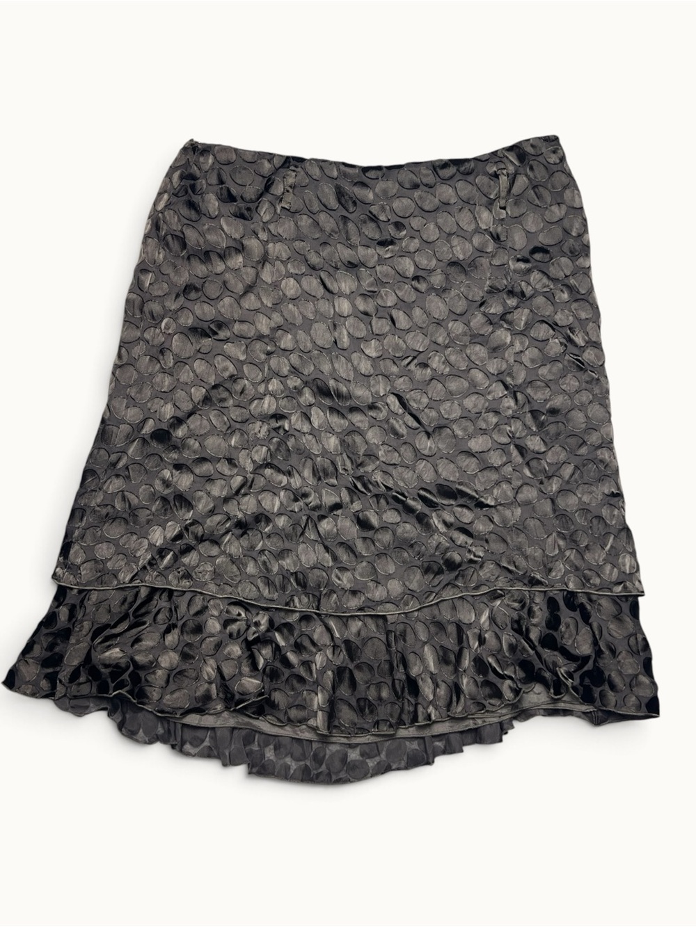 ST. EMILE Silk Blend Textured Tiered Skirt Brown Y2K Goth Ruffle Women’s 12